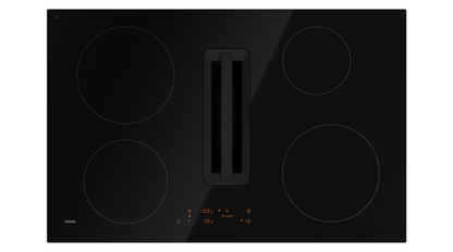 ATAG HIDD88471FX – Inductiekookplaat met Geïntegreerde Afzuiging – 80 cm – 4 Kookzones – Zwart Glas