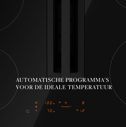 ATAG HIDD88471FX – Inductiekookplaat met Geïntegreerde Afzuiging – 80 cm – 4 Kookzones – Zwart Glas