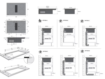 ATAG HIDD88471FX – Inductiekookplaat met Geïntegreerde Afzuiging – 80 cm – 4 Kookzones – Zwart Glas