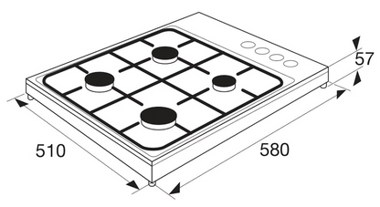 ETNA KGV158WIT – Vrijstaande Gaskookplaat – 58 cm – 4 Branders – Wit
