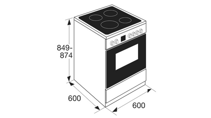 ETNA FKV761WIT – Keramisch Fornuis – 65 Liter – 60 cm – Wit