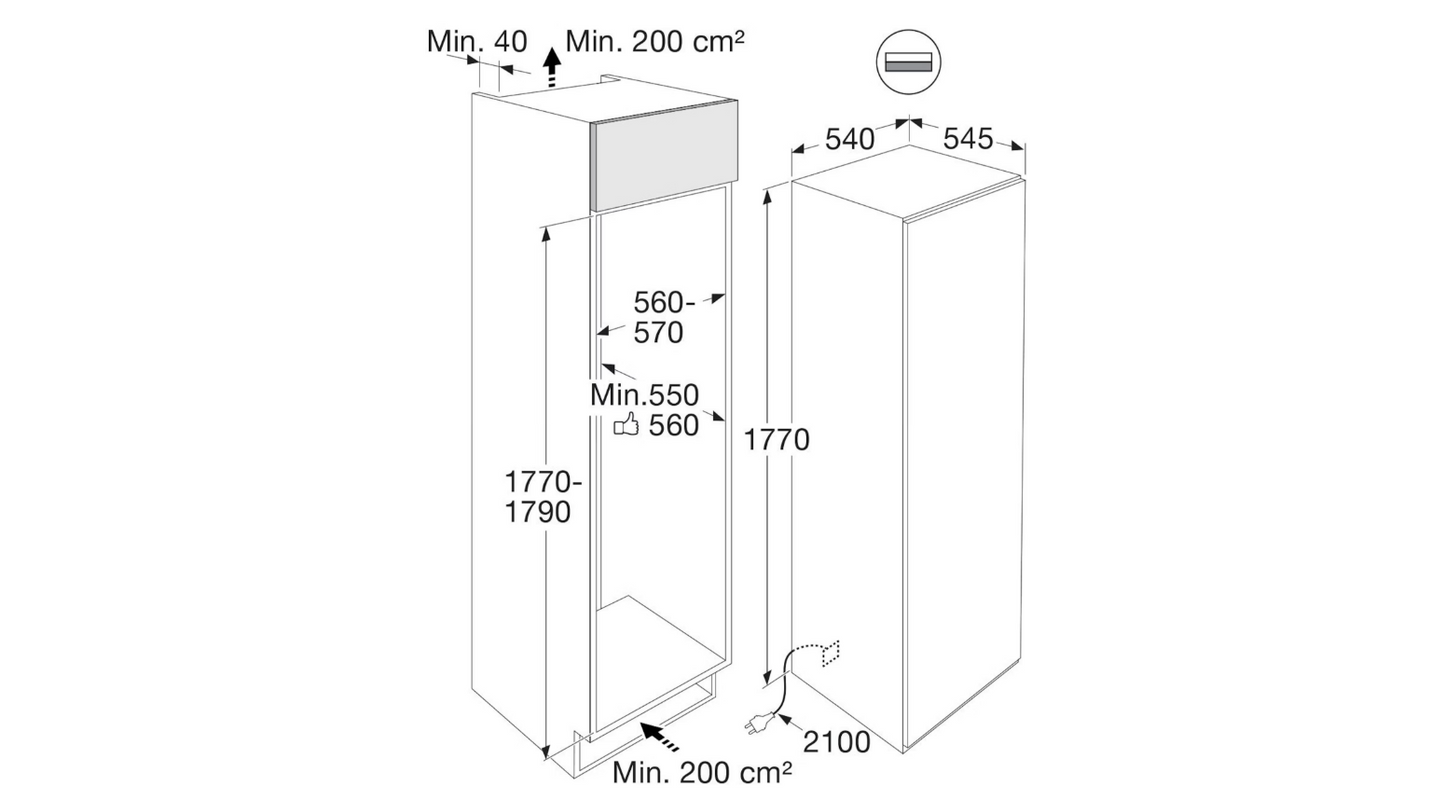 Pelgrim PKD28178 – Inbouw Koelkast – 294 Liter – 178 cm – Energieklasse D
