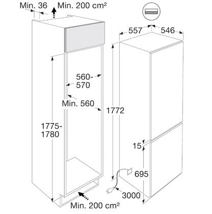 ATAG KDC8178ND – Inbouw Koel-Vriescombinatie – 242 Liter – NoFrost – 178 cm