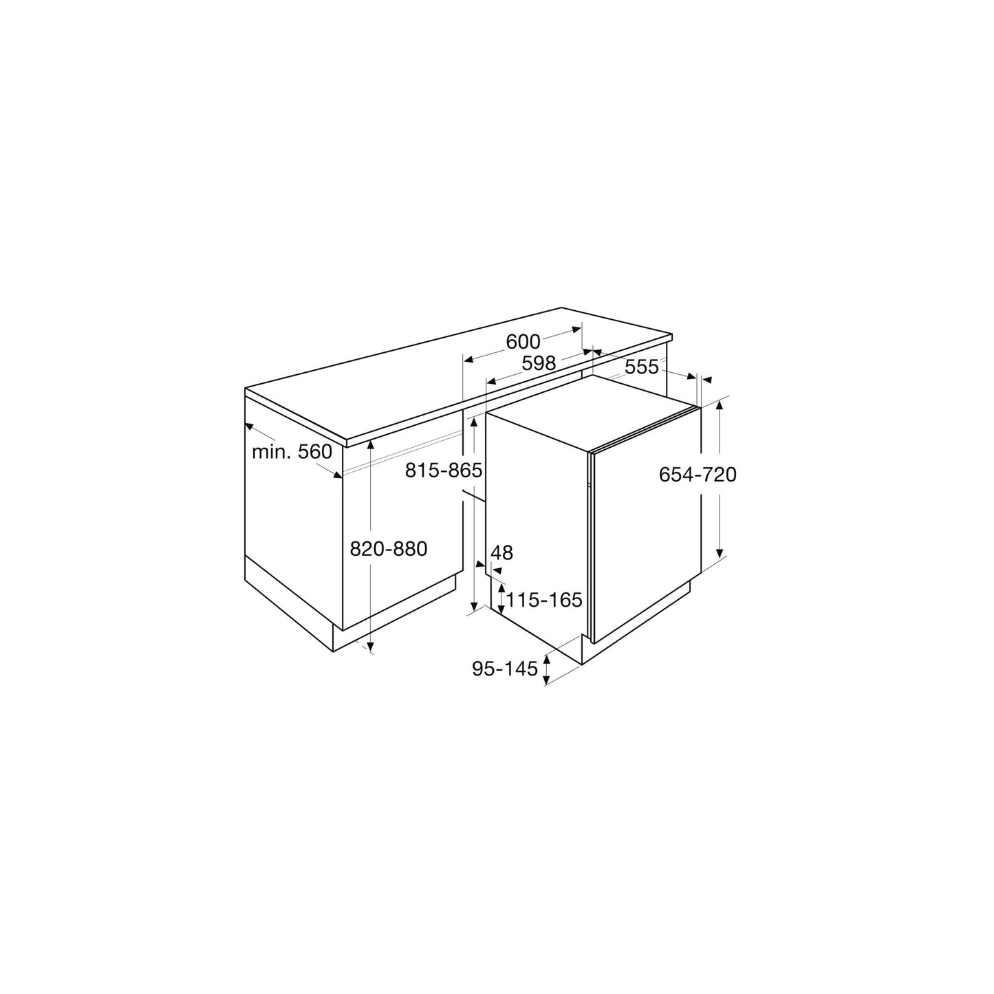 ETNA VW549M Inbouw vaatwasser - (60 cm)