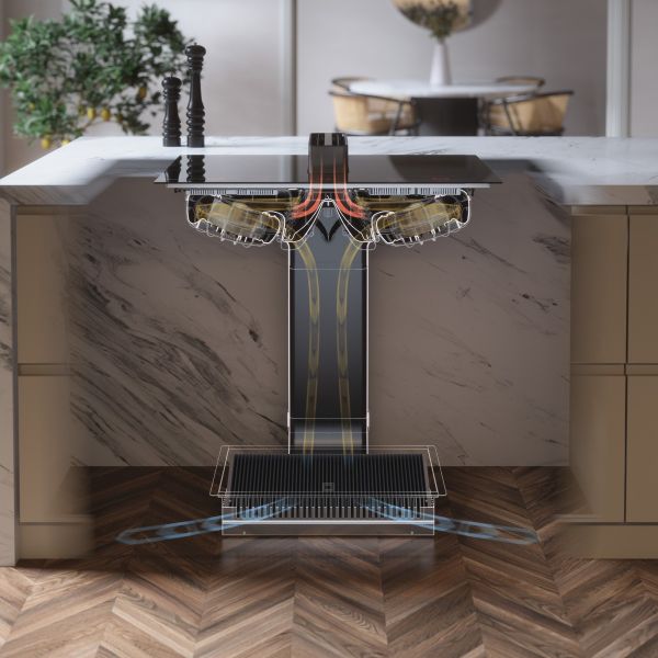 ATAG HIDD28472SV Elevate™ inductiekookplaat met geïntegreerde afzuiging, matzwart (83 cm)