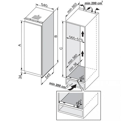 Pelgrim PVS34140N – Inbouw Vriezer – 154 Liter – NoFrost – 140 cm
